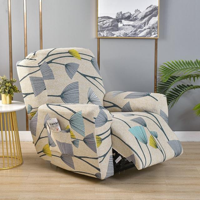 Printed Elastic Recliner Sofa Cover Soft Stretch Single Sofa Covers For Living Room Pets Kid Split Functional Lounger Chair Case