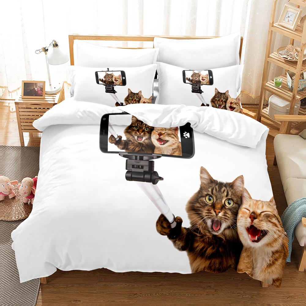 

Animal Cat Bedding Set Adults Winter Duvet Cover Sets Kids,twin Full Queen King Bedroom Set Dropshipping Housse De Couette EU single(135x200cm)