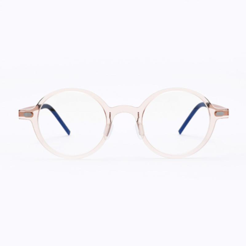 Aloeyewear [ALOXROUNZ] The Air ARA5103 C3 Ultra-light Round Oversized Transparent Peach Glasses Frame