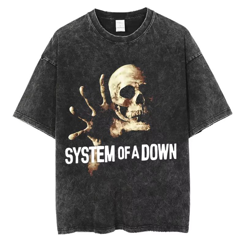 System of A Down Toxicity Album Graphic Washed Tshirt Unisex Women Rock Oversized T Shirts Unisex Vintage Alternative Metal Tshirts