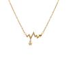 Stylish ECG Heartbeat Titanium Steel Necklace With Crystal Zirconia Pendant For Women