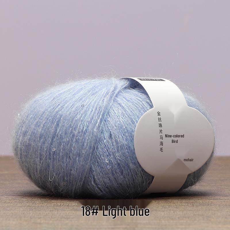 Handmade Bird Gold Sequin Mohair Silk Bead Yarn for Crochet and Weaving