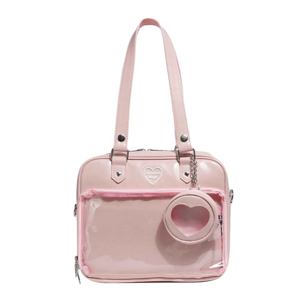 Creative Large Capacity Ita Bags Harajuku PU Tote Bag JK Sweet Messenger Bag Travel Lolita Shoulder Bag Transparent Handbag