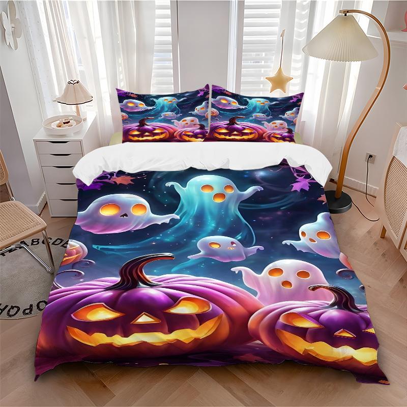 3pcs Ghosts, Jack-o'-Lanterns Duvet Cover Set -Includes 1 Duvet Cover and 2 Pillowcases, No Quilt Core, All-Season Home Decor yy251111098