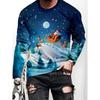 Men's T-Shirt Santa Claus 3D Print Christmas Men's Long Sleeve T-Shirts Casual Pullover Top Holiday Comfortable Men's Clothing