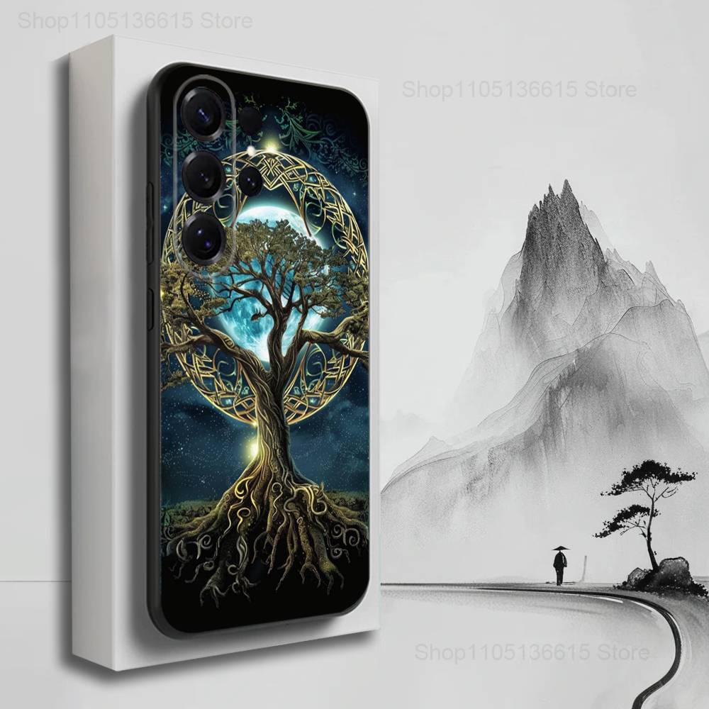 Sky Tree Art Starry Case For Samsung S10,Plus,S9,Ultra,S24,S21,S20,S23,FE,S22,S25,Lite,Soft Silicone Black