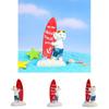 Tierfigur aus Kunstharz für Gartenszene und Miniatur-Pflanzendekor mit Surf-Design