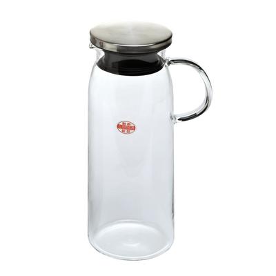 Iwaki Hitzebeständiger Glaskrug, Kaltwasserflasche, 1 l, Krug, 1000 ml, Edelstahldeckel, Gerstentee, Teekanne, KT294-SV, transparent
