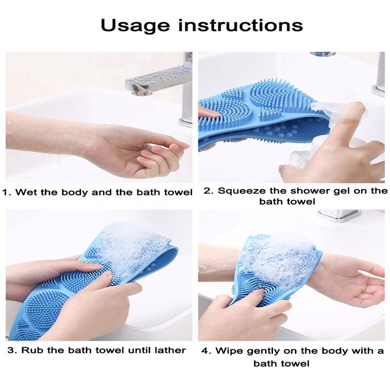 Bath Towel Silicone Exfoliating Double-sided Bath Cleaning Brush Rub Back Towel Bath Rub Back Massage Strip Bathroom Supplies