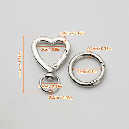 FUSSED 2 Pieces Heart-Shaped Alloy Swivel Lobster Clasp Spring Snap Hook Hanging Buckle for Key Rings, Bags, Luggage Pendants, DIY Bag Key Rings, Craf