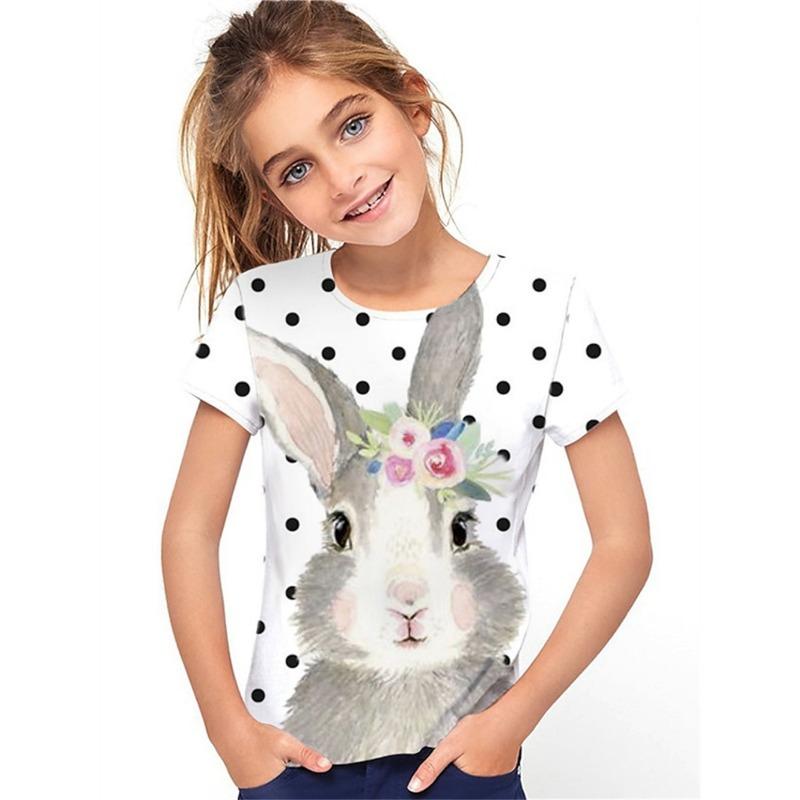 Katze Kid T-Shirt für Kinder Tops Kurzarm Pferd Sommer Kawaii Fashion Tee Mädchen Kleidung von 8 bis 14 Jahre alt Kind T-Shirt