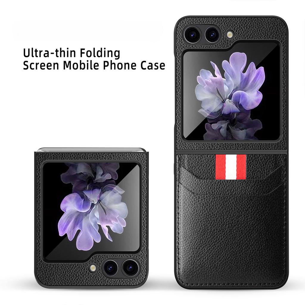 Anti-Rutsch-Leder-Coque-Hülle für Samsung Galaxy Z Flip 6 5 4 3 Drop-Schutz-Klapptasche Handy-Fabrik-Entsperrung
