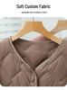 Women's Lightweight Collarless Down Jacket with Diamond Pattern - 2024 Autumn/Winter Collection, Casual V-Neck Layer.
