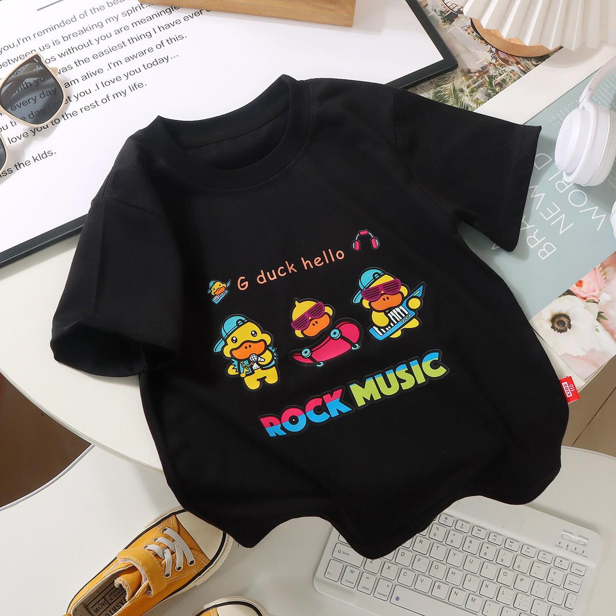 2025 Trendy Cartoon Print Round Neck Cotton T-shirt for Kids: Boys & Girls Summer Short-Sleeve