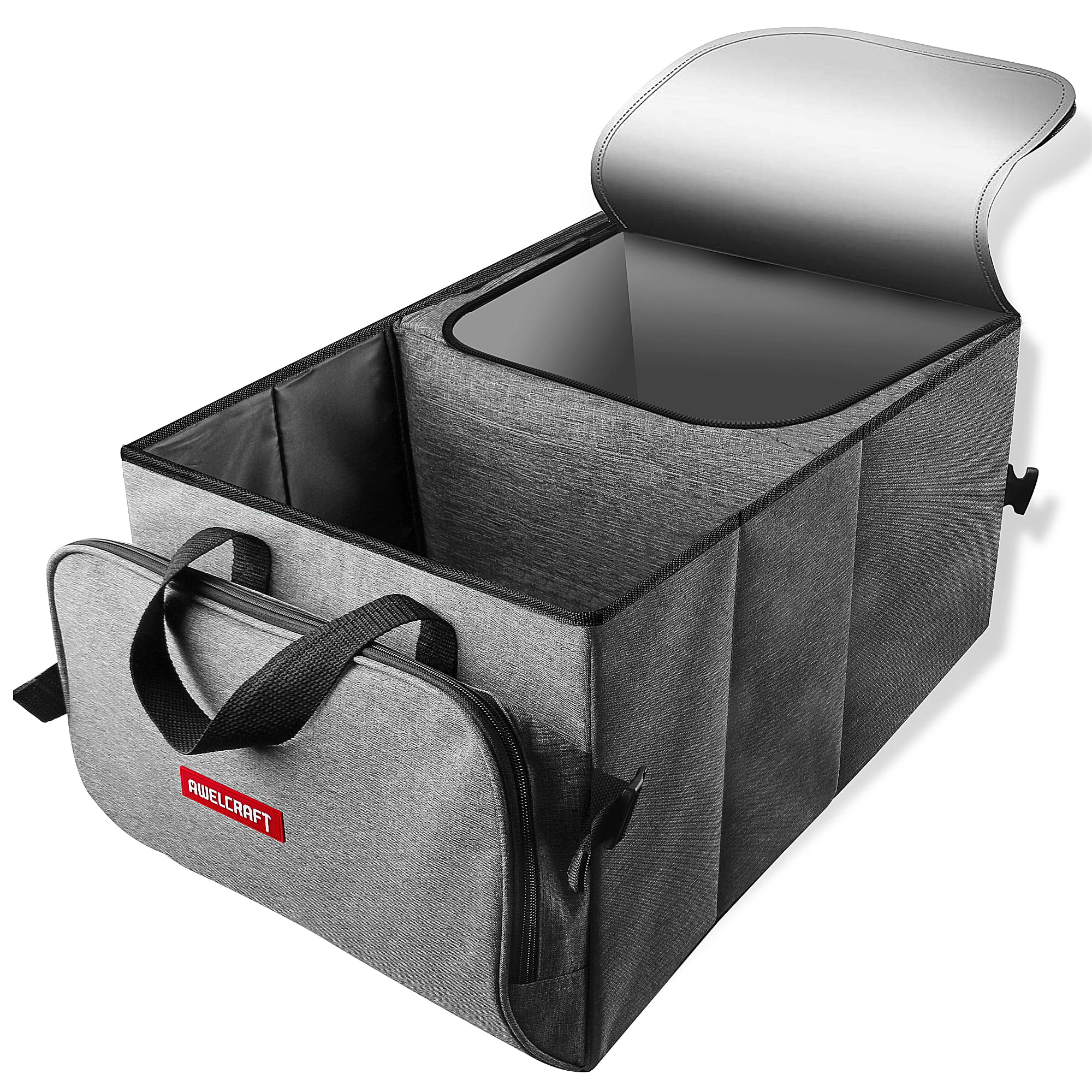 

AWELCRAFT Car Storage Foldable Large Multifunctional Car Box with Tableware Storage Organizing after Super Trunk Box Box, Heat/Cold Insulation, [50L чорний