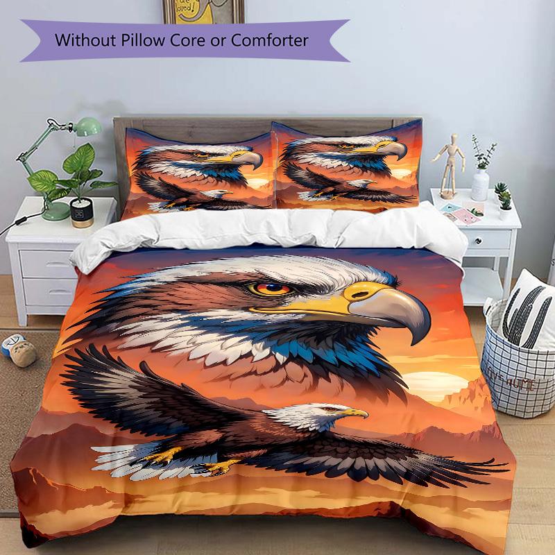 3pcs Eagle, Wildlife Duvet Cover Set -Includes 1 Duvet Cover and 2 Pillowcases, No Quilt Core, All-Season Home Decor Yy251111197