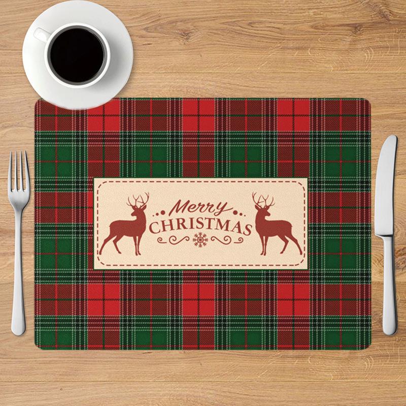 Weihnachts-Leinen rutschfeste hitzebeständige Esstisch-Matte
