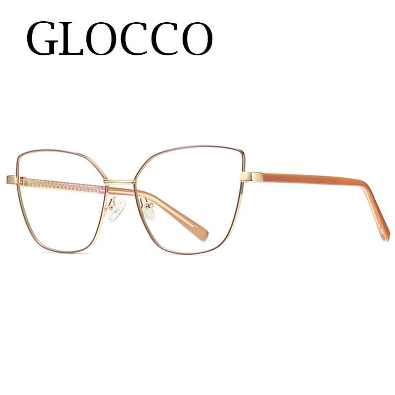 Elegant Cat Eye Reading Glasses Women Spring Hinge Metal Frame Blue Light Blocking Transparent Computer Eyeglasses