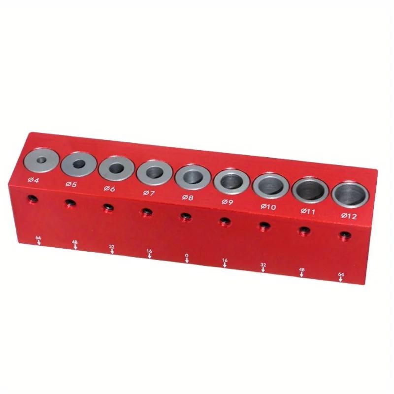 4-12mm Vertical Pocket Hole Jig Woodworking Dowel Drill Guide Self Centering 9-Hole Drill Bit Guide Jig Positioner Locator