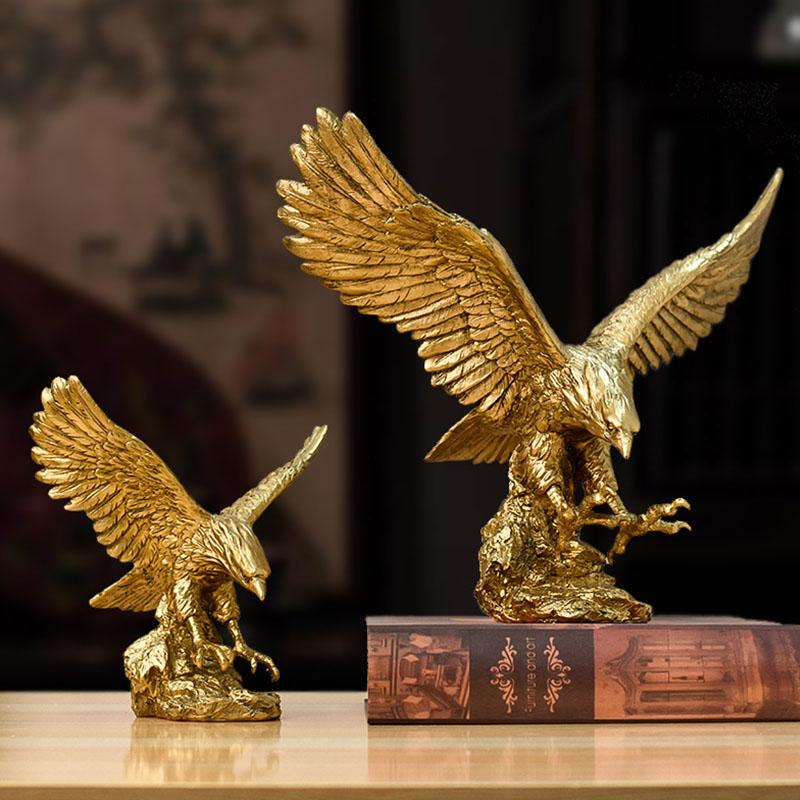 Nordic Resin Golden Eagle Dyrefigurer Hawk Statue Håndverk Skulptur Ornament Hjem Stue Kontor Skrivebordsskap Dekor