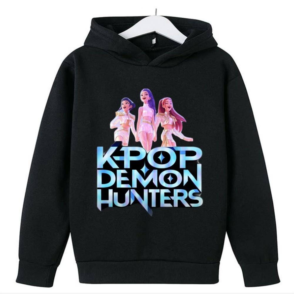 KPop Demon Girls Fashion Casual Sweatshirt Movie New Kids K-Pop Demon Hunters Hooded Tops Toddler Girl Clothes Hunters Hoodie