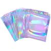 50/100pcs Holographic Bag Laser Rainbow Pattern Self Sealing Bag Candy Bags and Front Window Sample Bag Festival Party Gift Bags