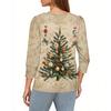 Women's Fashion Casual 3/4 Christmas Print Color Shirt Women's Round Neck Tops