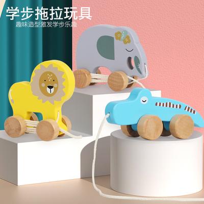 Holz Kinder Tier Anhänger Baby Cartoon Raupe Löwe Elefant Krokodil Kleinkind Spaß Lernspielzeug