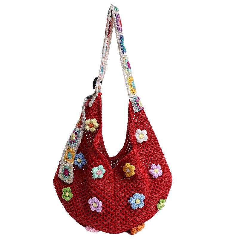 Large Capacity Hollow Knitted Bag Women's Summer 2025 New Versatile Shoulder Shopping Bag Woven Tote Bag