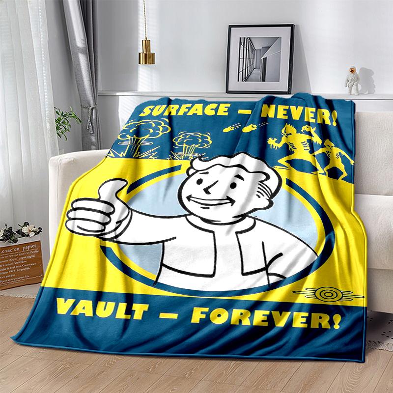 Vault-Tec Flannel Blanket Soft All-Season Throw, Design for Camping, Car Travel, Hiking Sofa, Bed, Office Perfect Gift for Parties