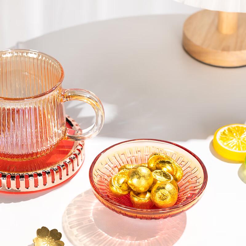 Creative Mushroom Glass Coffee Mug Set with Warmer Coaster