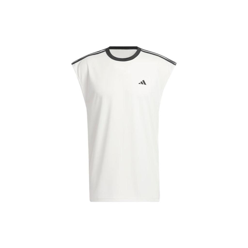 Adidas Side Stripe Logo Print Basketball Tank Top Men Tops Han-Jade-White IL2293