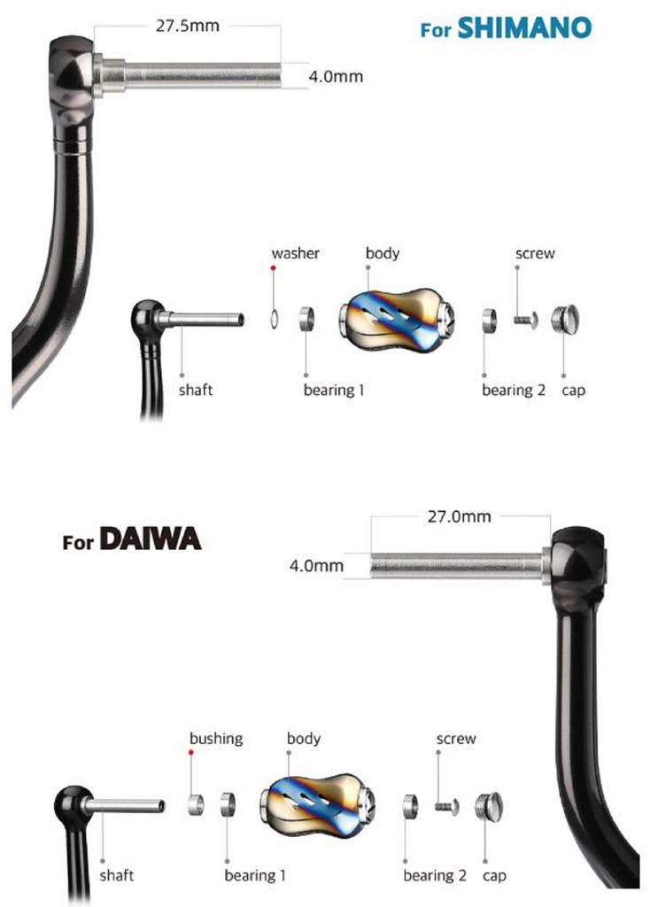 Gomexus T22BKRD Knob Titanium Black Red 22mm Shimano A , Daiwa S (7856)