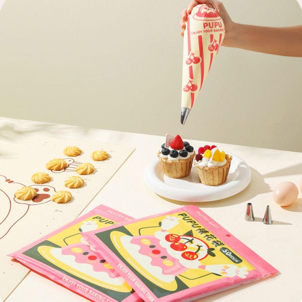 New Disposable Cream Piping Bag Thickened with 3 Piping Nozzles Decorating Bags Baking Decorating Bag Cream Tools