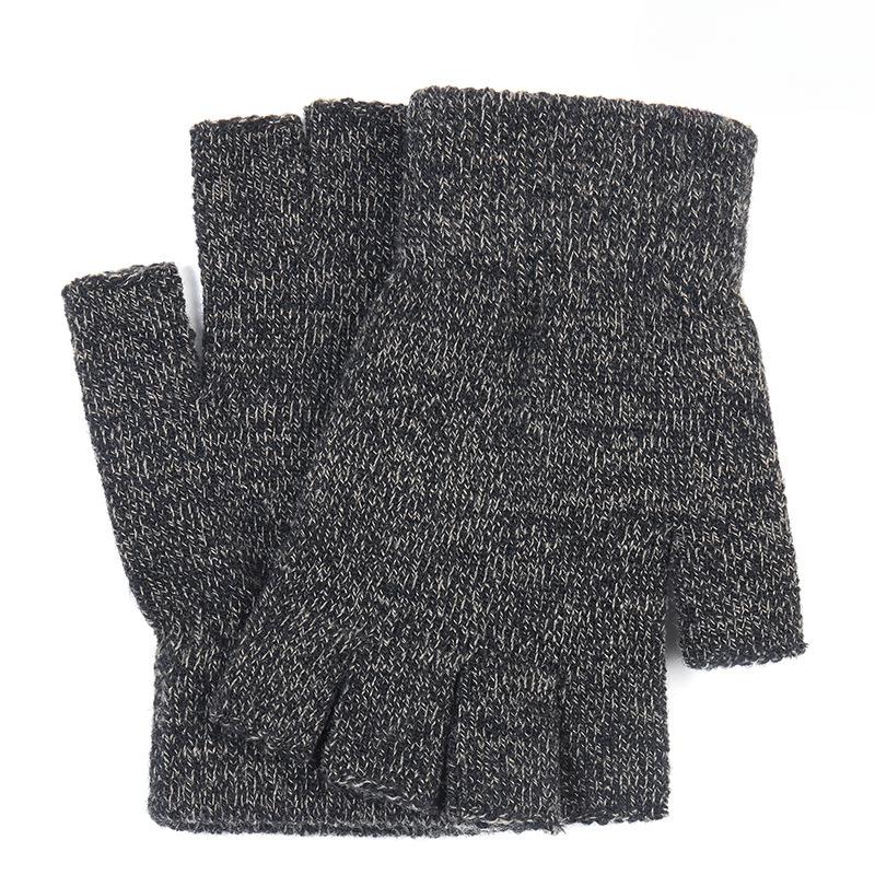 Knitted Warm Men's Half Finger Gloves Wool Cold Proof Half Finger Gloves In Autumn and Winter