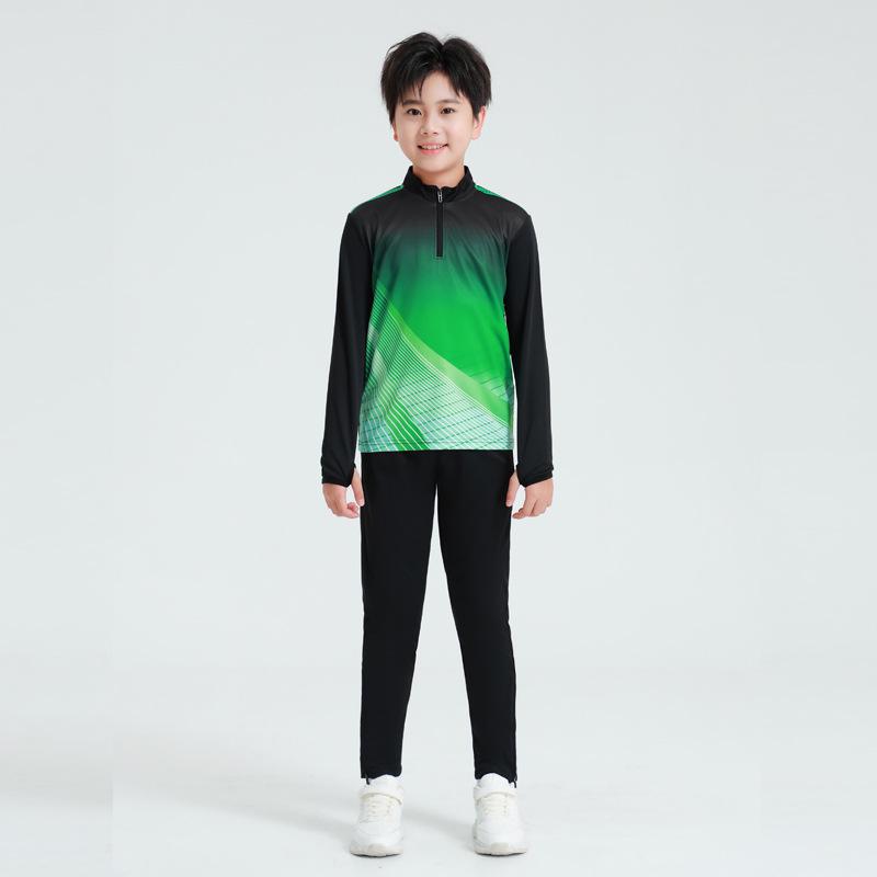 Unisex Autumn Winter Long Sleeve Football Training Suit with Half Zip for Children and Adults