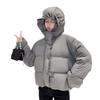 Women's Short Light Down Jacket Autumn Winter Hooded Single Breasted Loose White Duck Down Coat Pocket Stand Collar Solid Color