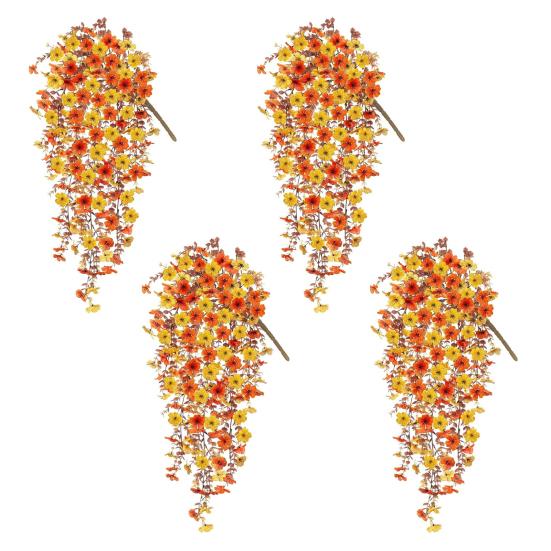 1/2/3/4Pcs Fall Hanging Artificial Violet Flower UV Resistant Realistic Fake Flower Wedding Party Indoor Outdoor Garden Wall Hanging Faux Flower