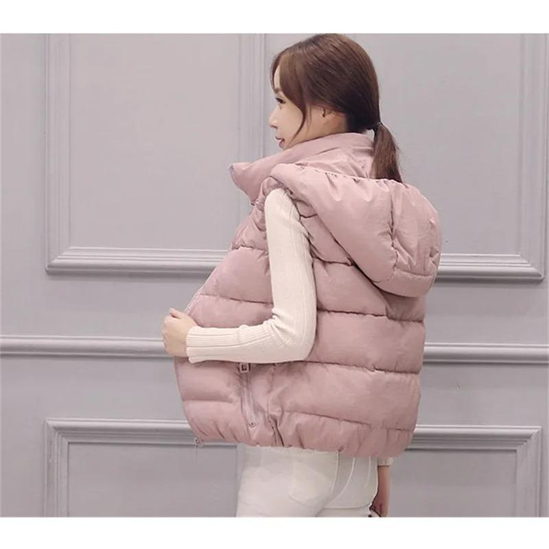Winter Ärmellose Jacke Damen Kapuzenpullover Daunenweste Entendaunen Puffer Weste Leichte Winddichte Pufferjacke