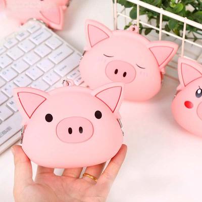 Pink Pig Geldbörse Mini Silikon Kleine Geldbörse Dame Schlüsseltasche Geldbörse Kinder Geschenk Preispaket Bluetooth Kopfhörer Tasche