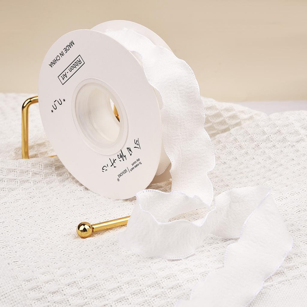 10 Jardów Wstążki z przędzy ogona rybiego Falowany brzeg Plisowana wstążka szyfonowa Materiał do pakowania prezentów Dekoracja DIY kwiatów na ślub, urodziny