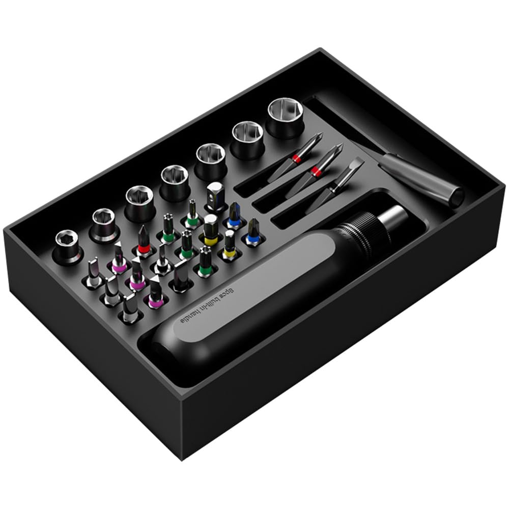 Glvaner Precision Screwdriver Torx Driver and Ratchet Driver Disassembly 30Nm DIY Work Interchangeable Repair 29 Storage Case Included 38-in-1 Set, чёрный