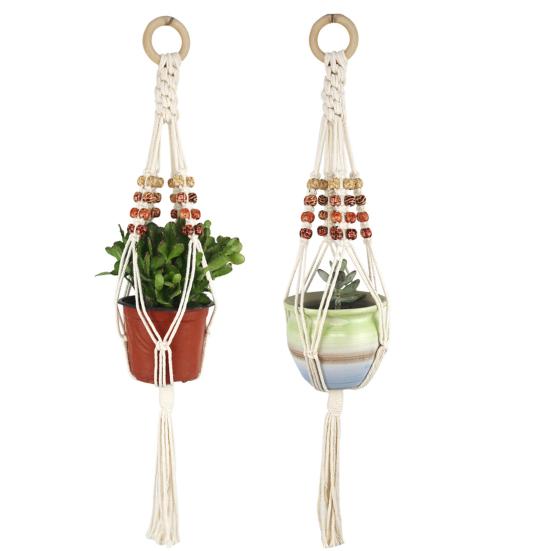 Wisząca doniczka ręcznie tkana łatwa w instalacji lina bawełniana Macrame Design wiszący kosz na rośliny Home Decor