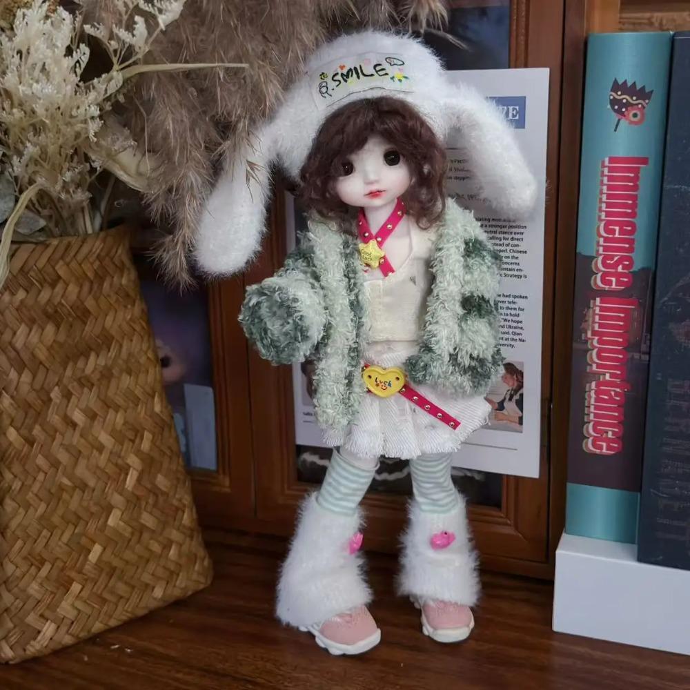 Braun Kariertes Kleid Set 6 Teile BJD Puppenkleidung süßer Prinzessinnenstil 30cm Puppenkleidung Outfitwechsel Anzieh Zubehör