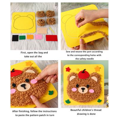 Fun Embroidery Doll Set Cartoon Animal Fun Educational Sewing Craft Set for Kids Adults Sewing Embroidery Crafting