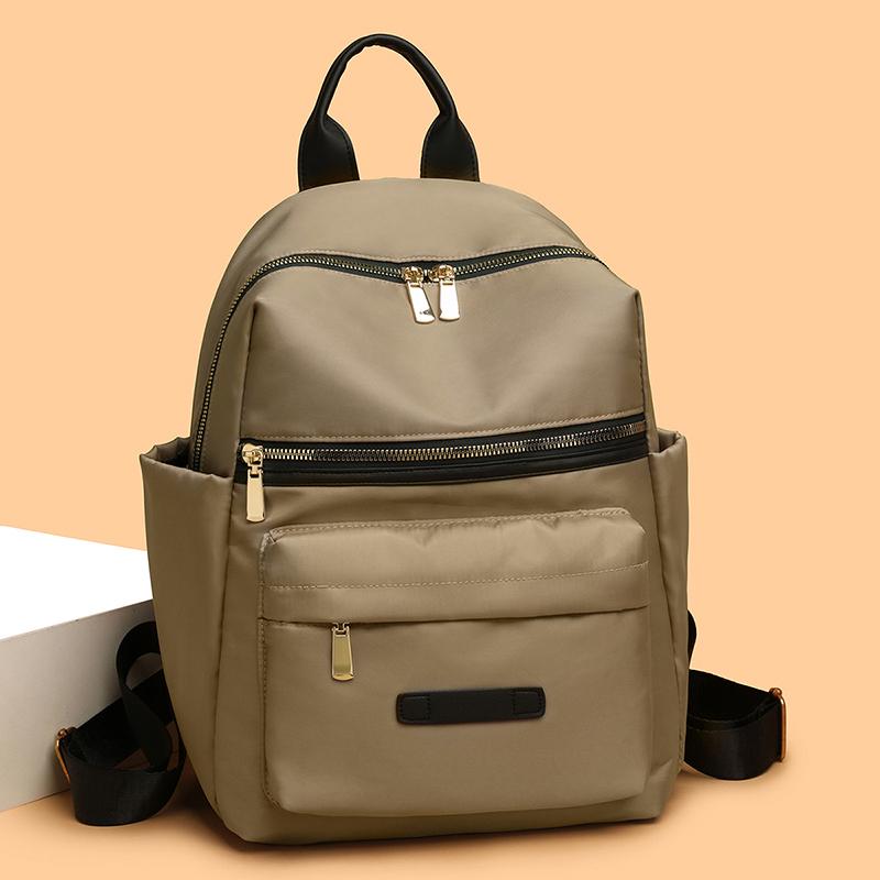 Casual Nylon Backpack Purse with Multiple Front Zipper Pockets Top Handle Everyday Daypack for Women