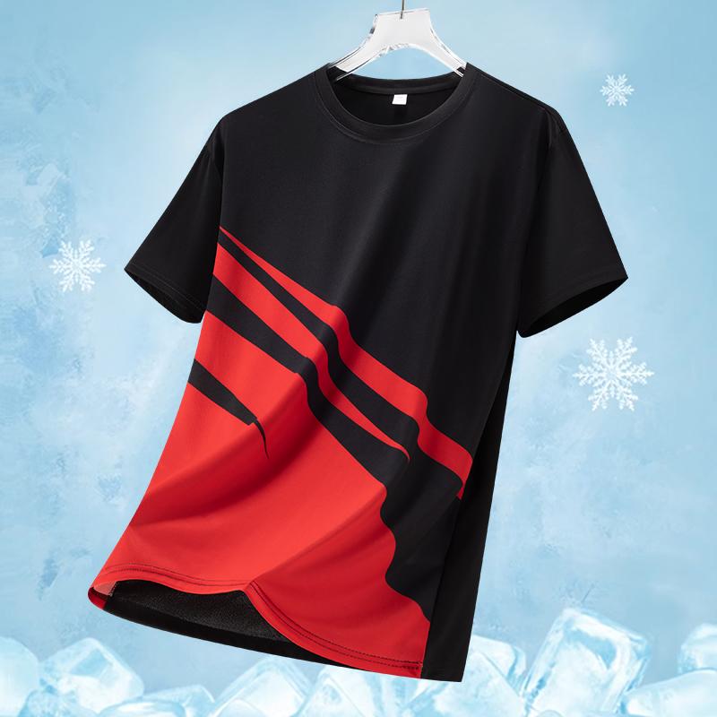 

Summer Round Neck Short Sleeved T-shirt Men s Casual Half Sleeved T-shirt Top Color Blocked Breathable T-shirt 5XL