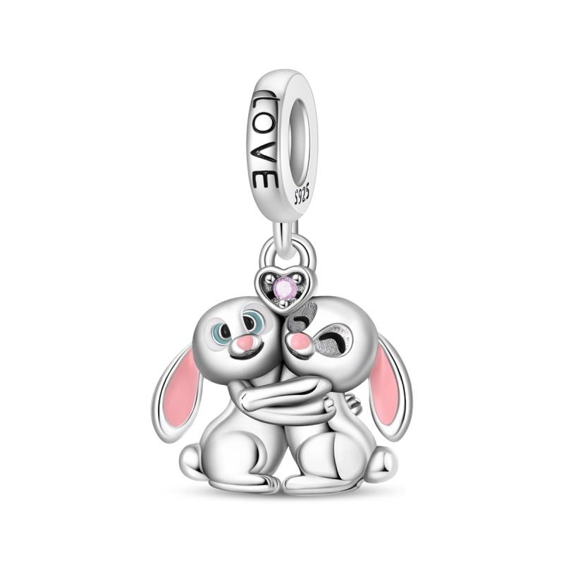 New 925 Silver Lucky Zoo Cat Dog Rabbit Fox Charms Bead For Women Fit Bracelet DIY Birthday Party Jewelry Gift