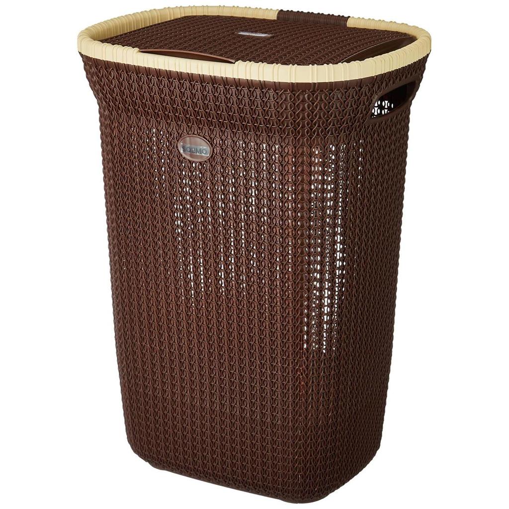 Knit Laundry Basket - Big - 55 Litres - 44 Cm X 35 Cm X 61 Cm | Royal Light Brown - Polypropylene