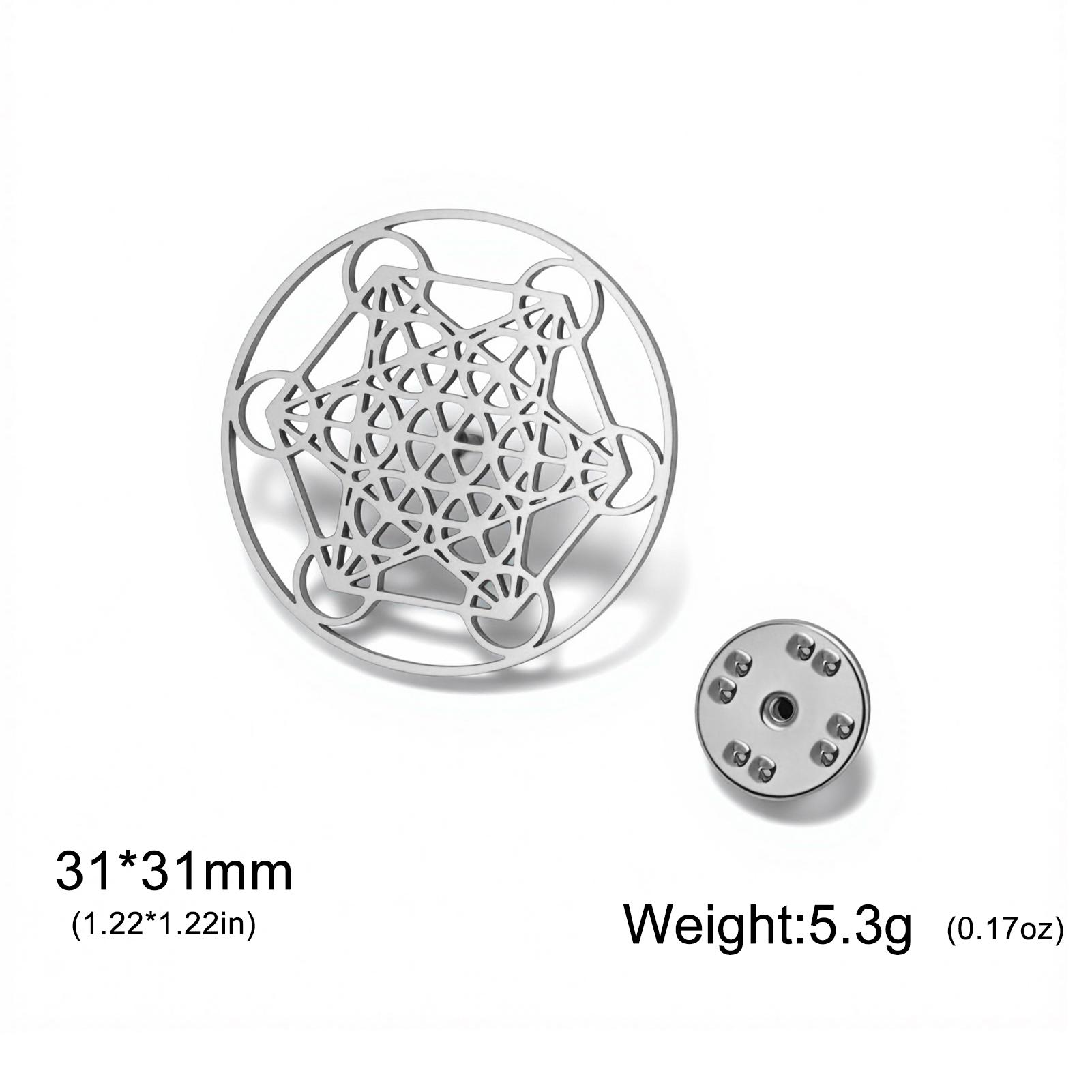 

Teamer Archangel Metatron Stainless Steel Pin Brooch For Women Men Fashion Geometric Suit Clothing Accessories Solomon Jewelry